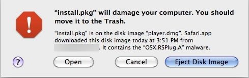 苹果“雪豹”系统拦截了一个木马
