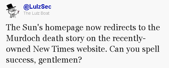 LulzSec��Twitter�Ϸ�����Ϣ